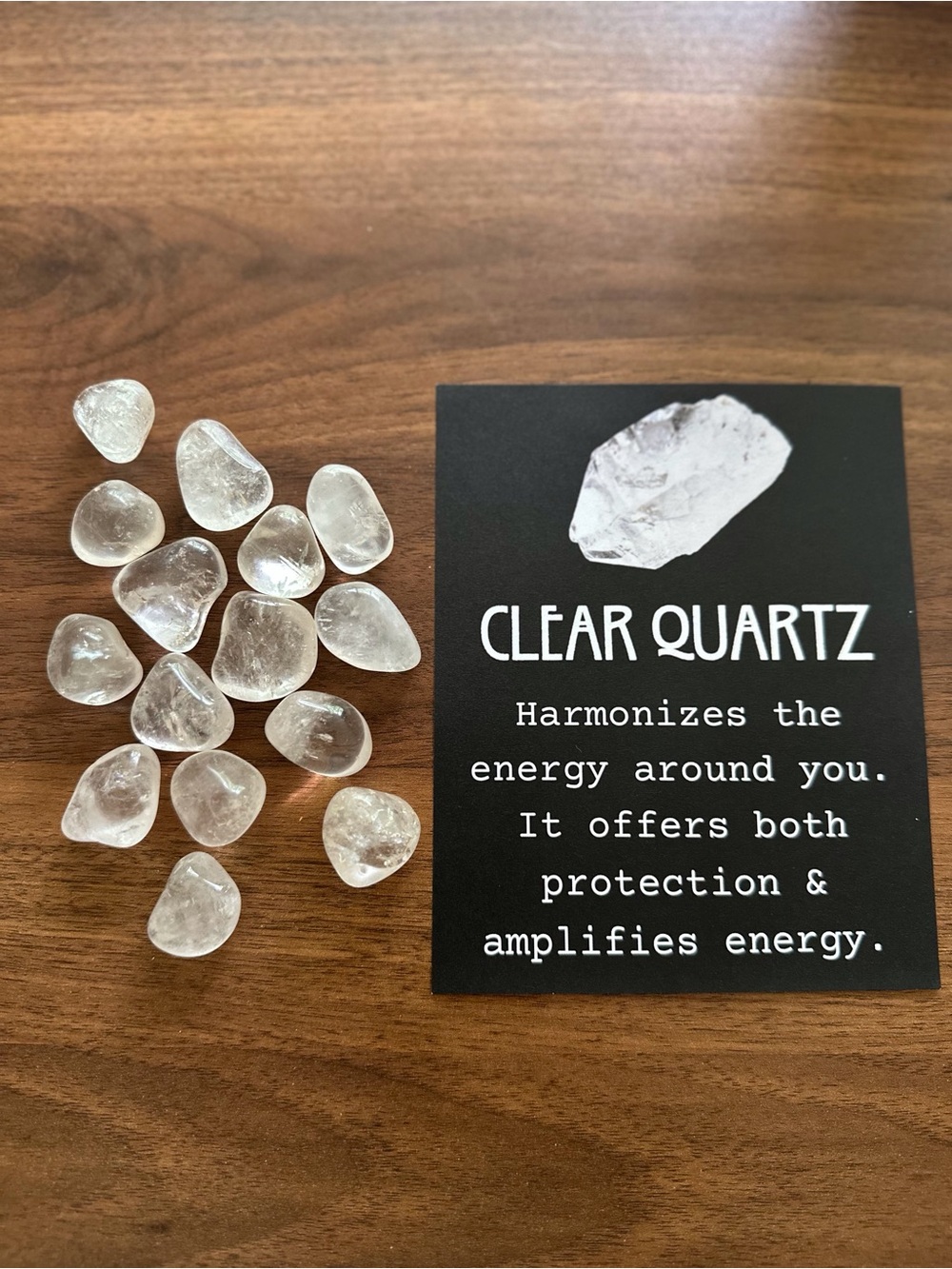 15 pcs Clear Quartz Tumbled Stones - Natural Clear/White